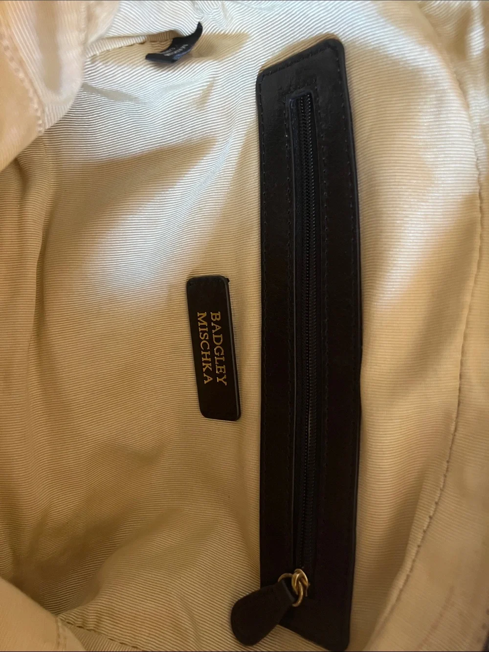 Badgley Mischka Black and Brown Two-Tone Leather Laptop Bag